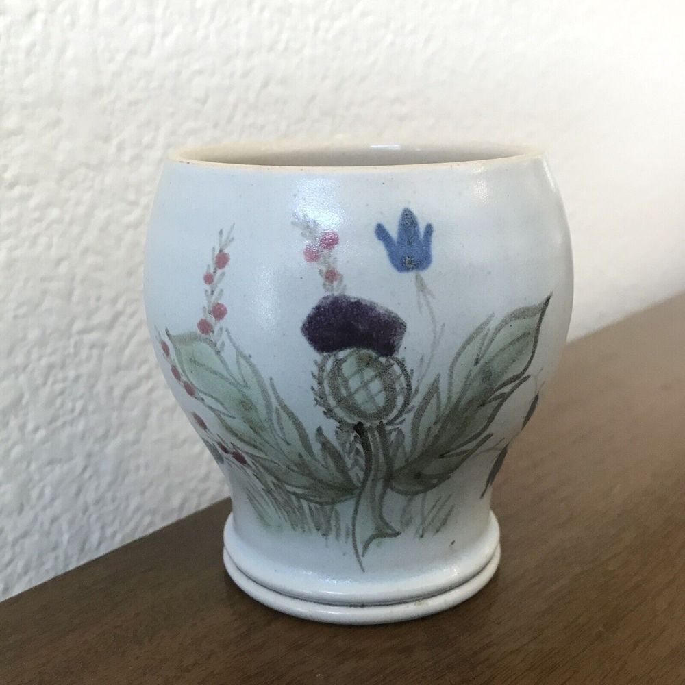Buchan Stoneware Thistleware Floral Sugar Dish Vase Portobello Scotland Garden